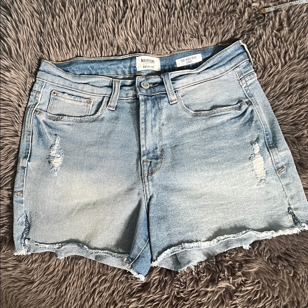 Kensie Distressed Light Blue Jean Shorts
